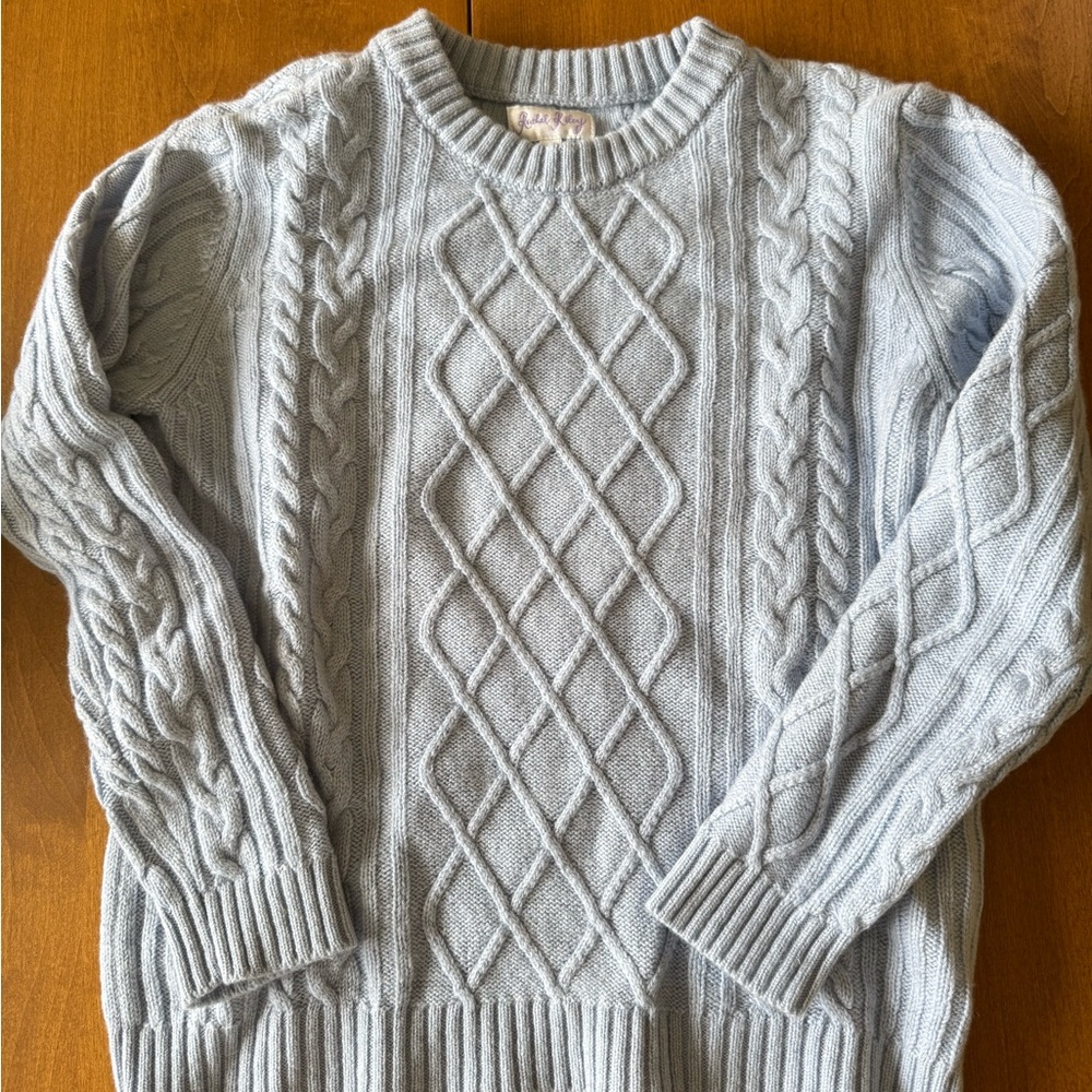 Rachel Riley Blue Crewneck Cable Knit Sweater